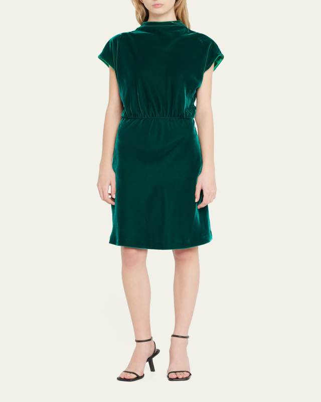 Velvet Cowl-Neck Dress